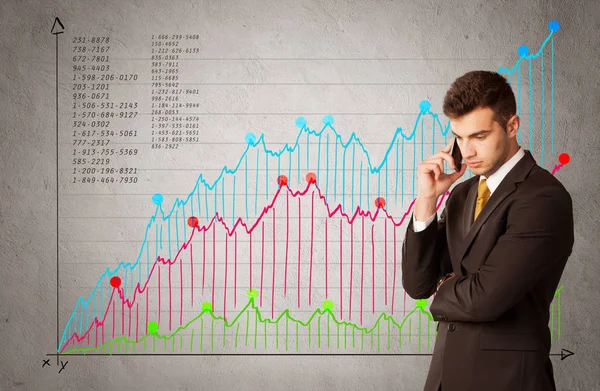 Színes diagram számokkal és üzletemberrel — Stock Fotó