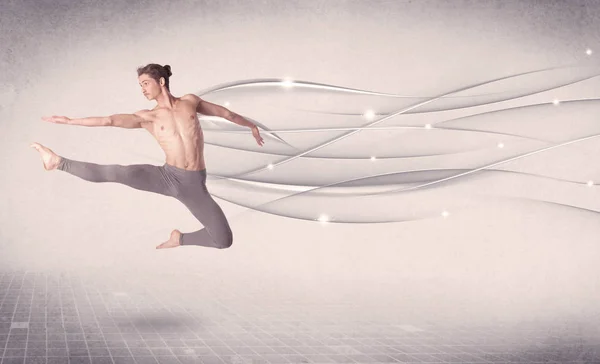 Balett táncos, modern tánccal, absztrakt vonalakkal — Stock Fotó
