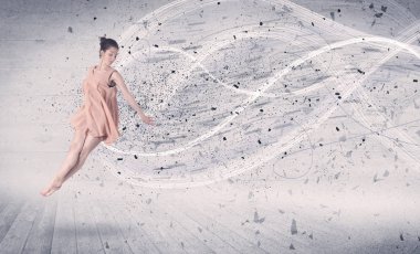 Performans balet enerji patlama parçacık ile atlama