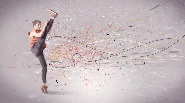 Urban dancing with lines and splatter — Stock Photo, Image