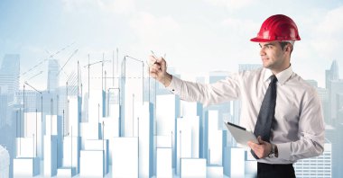 İşadamı çizim gökdelenler