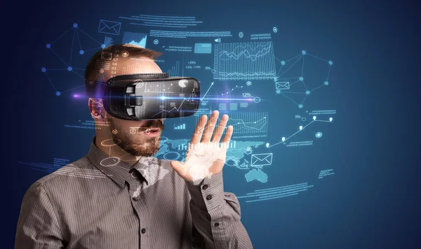 Businessman with virtual reality goggles — Stock Photo, Image