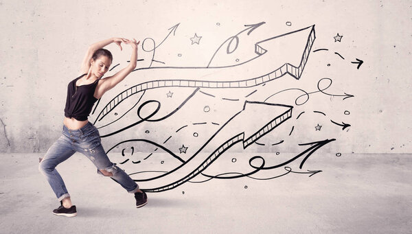 Street dancer with arrows and stars