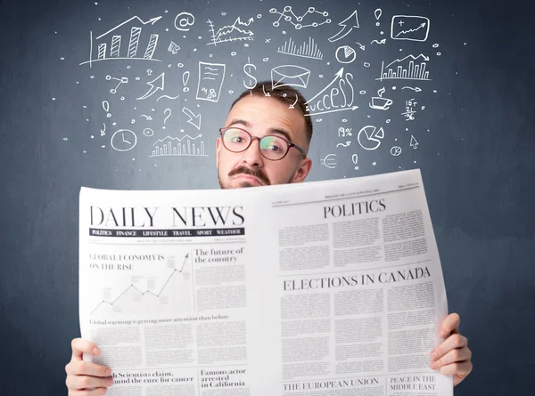 Businessman reading newspaper — Stock Photo, Image