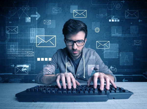 Intruder hacking email passcodes concept — Stock Photo, Image