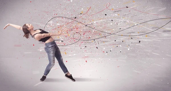 Urban dancing with lines and splatter — Stock Photo, Image