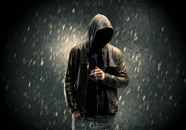 Unknown suspect standing in the dark — Stock Photo, Image