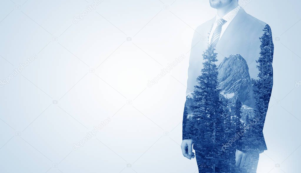 Businessman with mountain. 