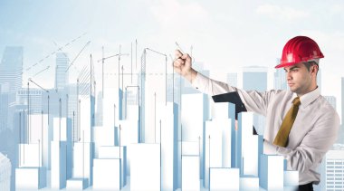 İşadamı çizim gökdelenler