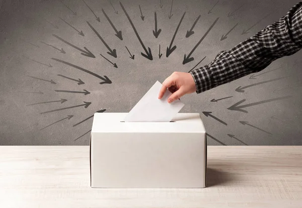 Close up of a ballot box and casting vote — Stock Photo, Image