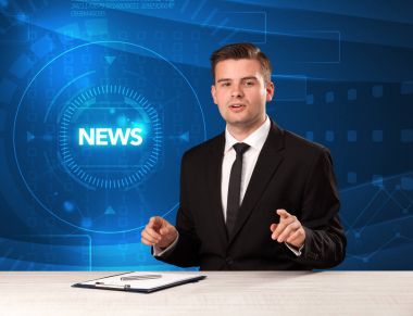 Tehnology backg haberlerle söylüyorum Modern televizyon sunucusu