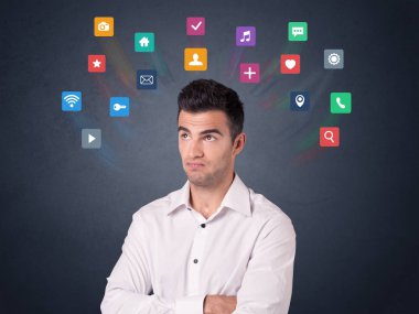 Renkli apps ile işadamı