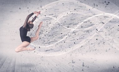 Performans balet enerji patlama parçacık ile atlama