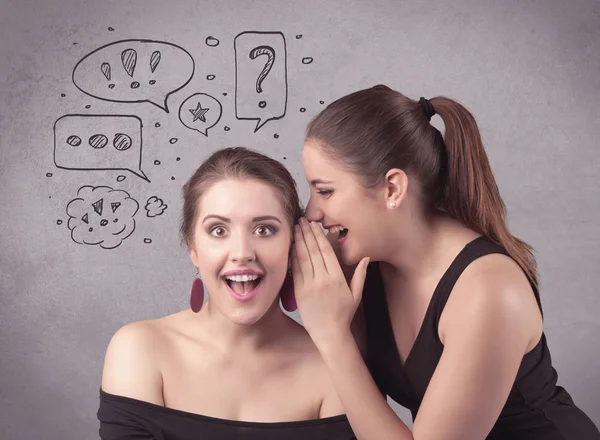 Girl telling secret things to her girlfriend — Stock Photo, Image