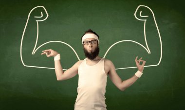 Sıska öğrenci kas istiyor.