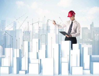 İşadamı çizim gökdelenler