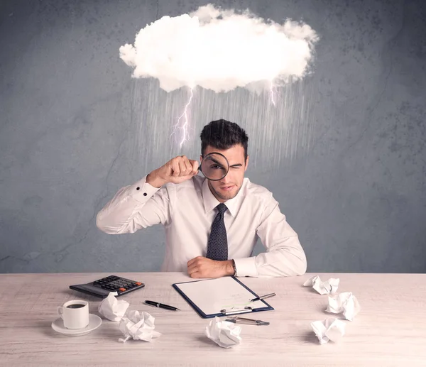 Stressed out businessman at office desk — Stock Photo, Image