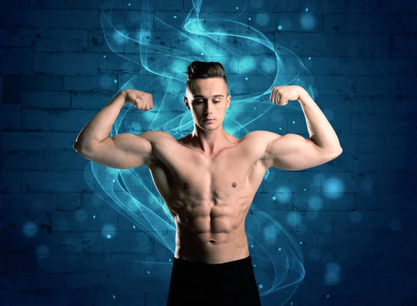 Attraktiv stark fitness kille lyfta vikt — Stockfoto