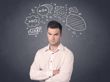 konuşma balonları ile işadamı