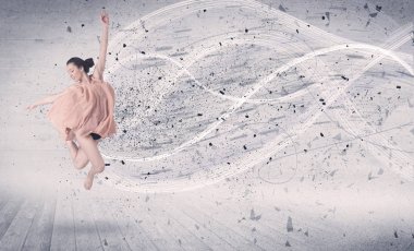 Performans balet enerji patlama parçacık ile atlama