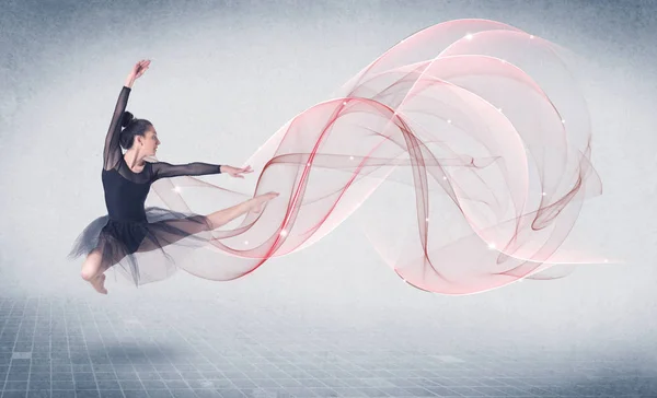 Dancing ballet performance artist with abstract swirl — Stock Photo, Image