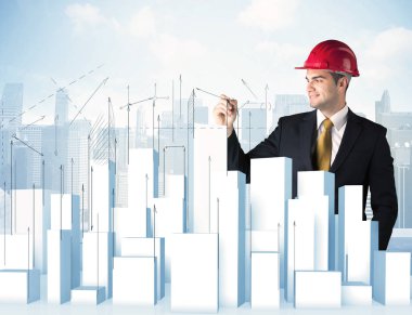 İşadamı çizim gökdelenler