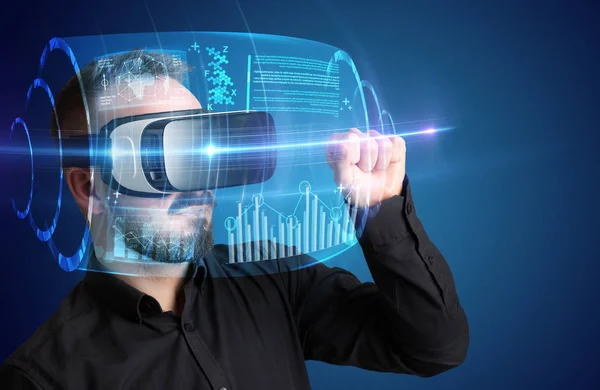 Businessman with virtual reality goggles — Stock Photo, Image