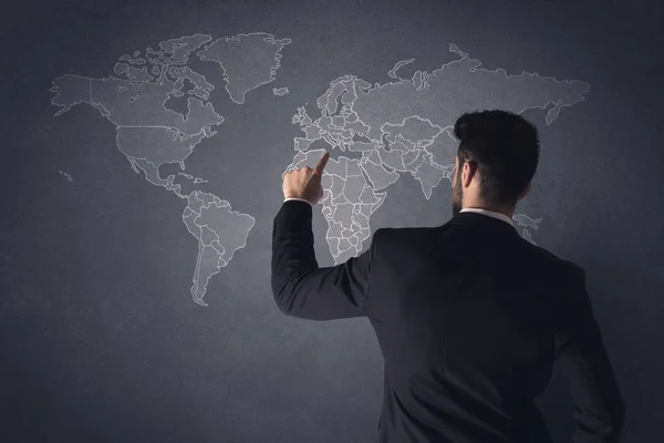 Businessman with world map — Stock Photo, Image