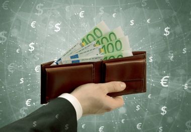 İşadamı el euro cüzdanından dışarı alır