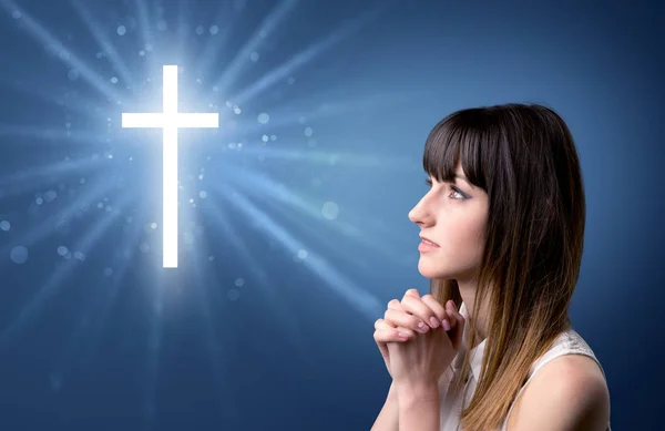 Praying girl concept — Stock Photo, Image