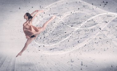 Performans balet enerji patlama parçacık ile atlama