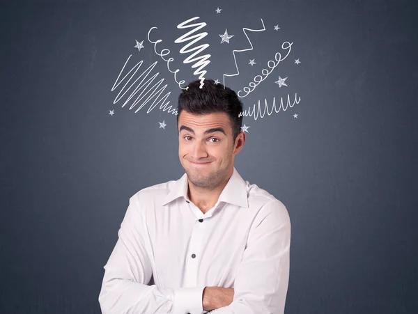 Businessman with scribbles — Stock Photo, Image