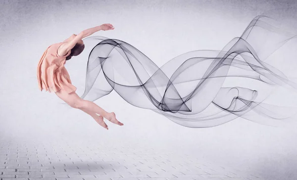 Modern ballet dancer performing with abstract swirl — Stock Photo, Image