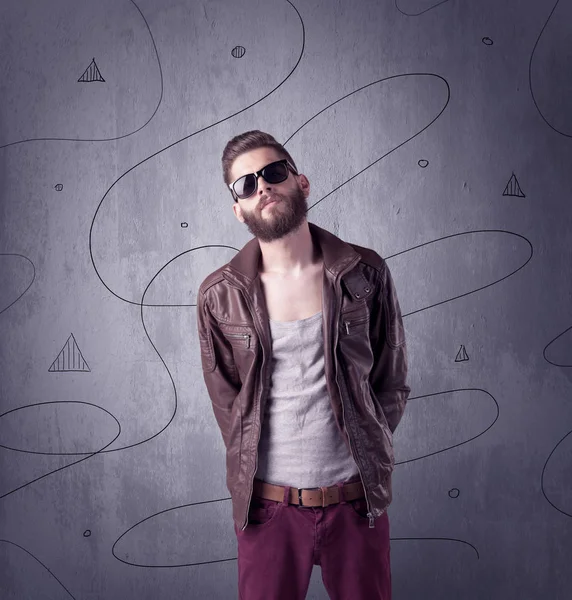 Hipster kille med skägg och vintage kamera — Stockfoto