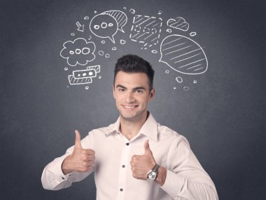 konuşma balonları ile işadamı