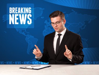 Önünde söylemek Haberler mavi mo ile televizyon sunucusu