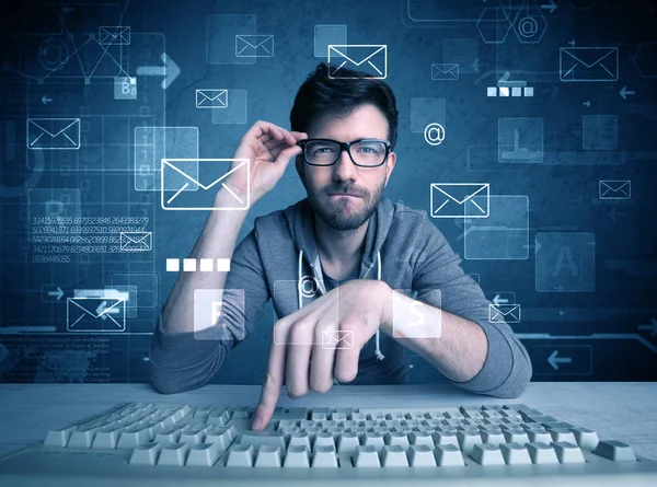 Intruder hacking email passcodes concept — Stock Photo, Image