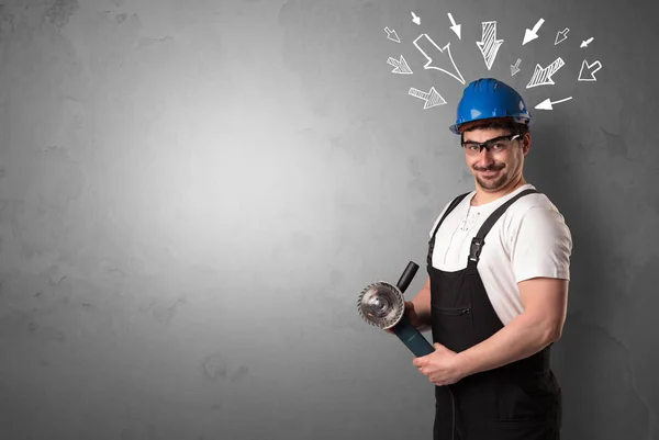 Worker standing with tool. — Stock Photo, Image