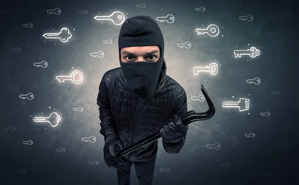 Burglar holding tool. — Stock Photo, Image