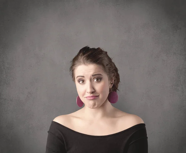 Girl with funny facial expression — Stock Photo, Image