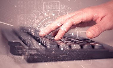 Yüksek teknoloji kullanıcı arayüzü grafikli klavye