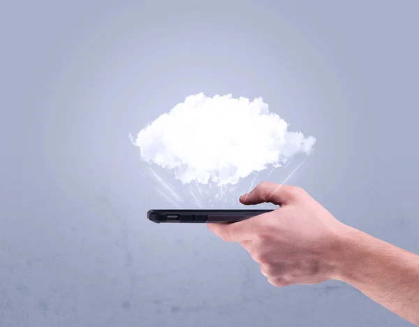 Telefono a mano con nuvola vuota — Foto Stock