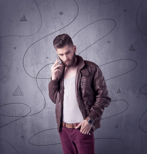 Hipster guy with beard and vintage camera — Stock Photo, Image