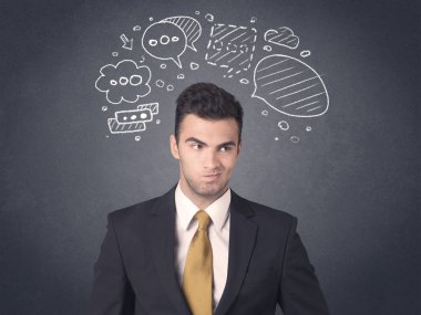 konuşma balonları ile işadamı 