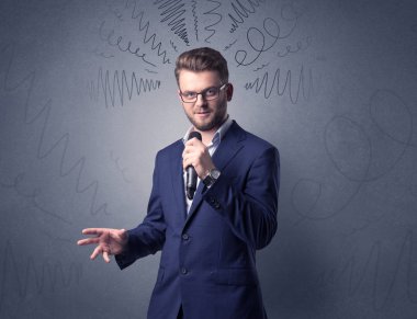İşadamı holding mikrofon