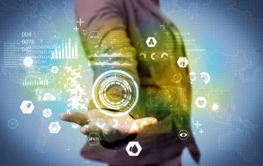 Tıbbi verileri analiz eden iş adamı