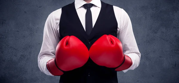 Boxing businessman  with red boxing gloves — Stock Photo, Image