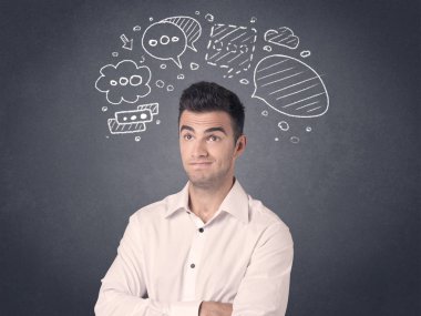 konuşma balonları ile işadamı