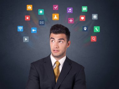 Renkli apps ile işadamı