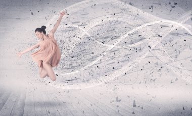 Performans balet enerji patlama parçacık ile atlama